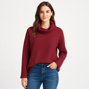 Bobeau Maroon Red Cowl Neck Long Sleeve Pullover Blouse Top Size Small